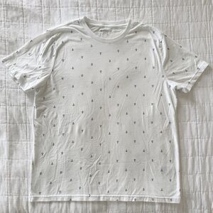 Old Navy Soft-Washed Men’s White Anchor Print Crew Neck T-Shirt Size L
